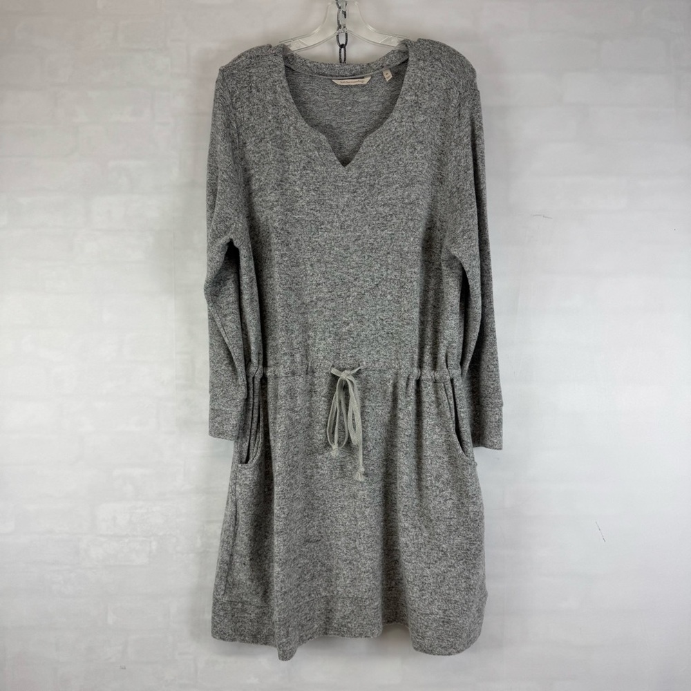 Soft Surroundings Gray Knit Dress Drawstring Waist Pockets Women’s Plus 1X